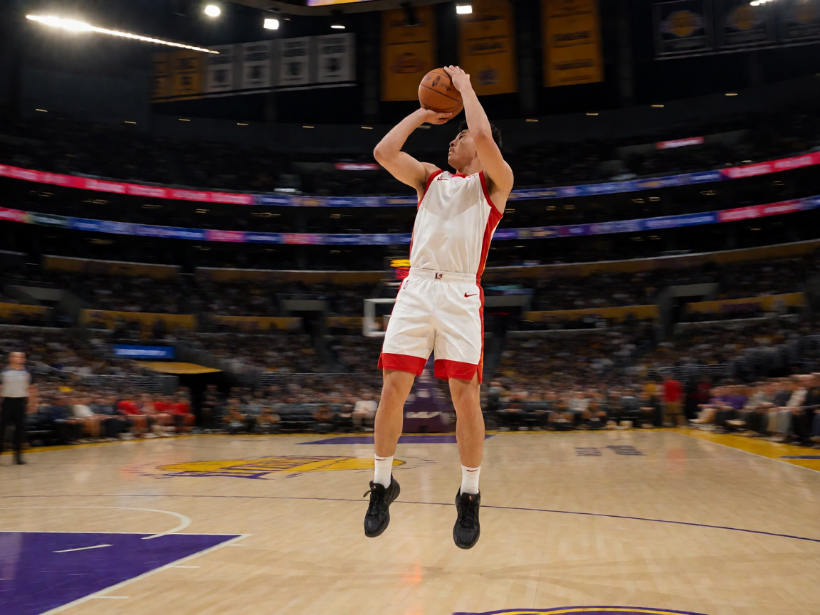 NBA季后赛激烈对抗，球员跳起投篮